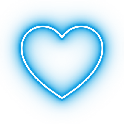 Neon blue love heart icon